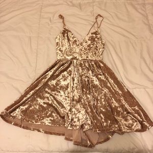 UO crushed velvet rose gold romper